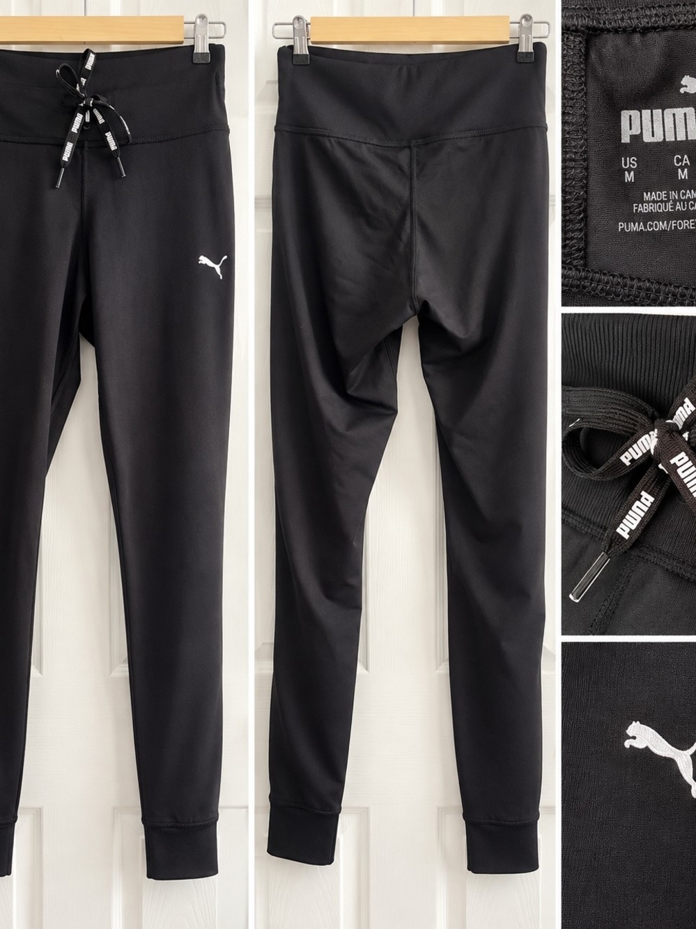 Puma Black Performance Jogger Sweatpants with White Logo